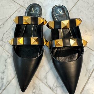 Valentino Black and Gold Flats
